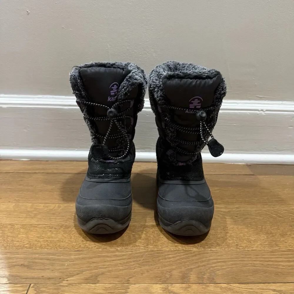Kamik Snowgypsy 4 Winter Boot Black Girls Waterproof Fur Lined Snow Kids Sz 1